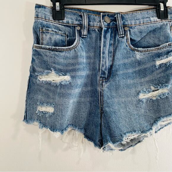 BlankNYC The Barrow Vintage High Rise Distressed Cutoff Denim Shorts 27 - Picture 2 of 10